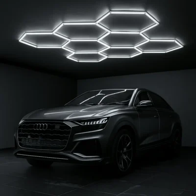 hexagon led korio sviestuvas, hexagon apsvietimas, led korys, hexagon led